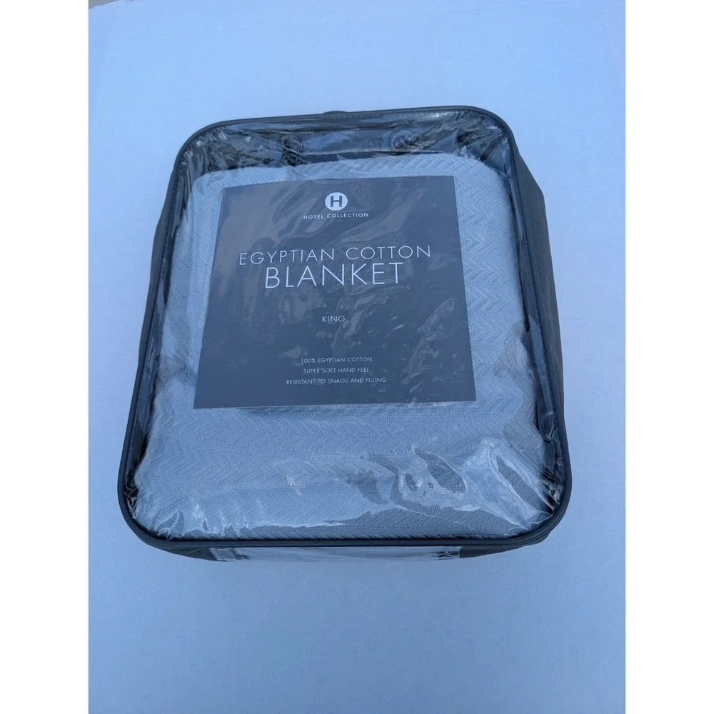 Hotel Collection Egyptian Cotton Blanket King Mist Herringbone 100% Cotton